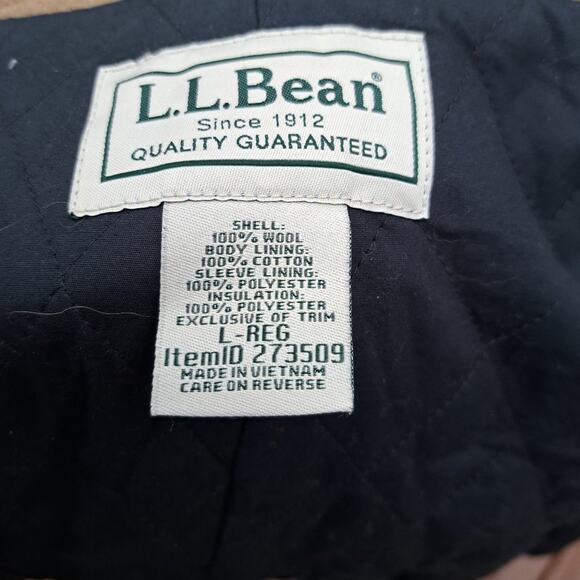 LL Bean VTG Coat Men 100% Wool Large Item 273509 Beige Tan - Picture 11 of 16